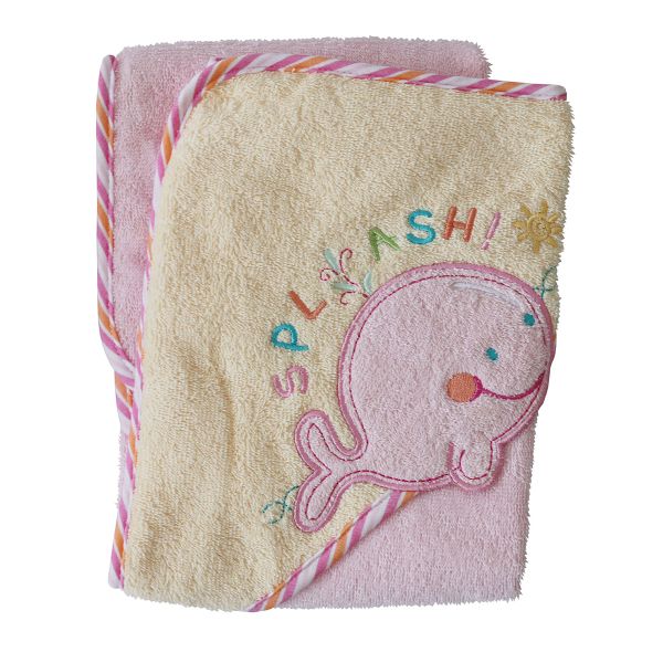 Snuggletime Deluxe Embroided Hooded Towel - Pink Whale