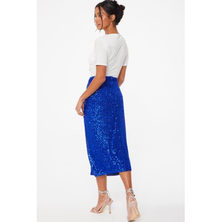 Quiz Ladies Petite Royal Blue Sequin Ruched Midi Skirt Shop Today. Get it Tomorrow takealot