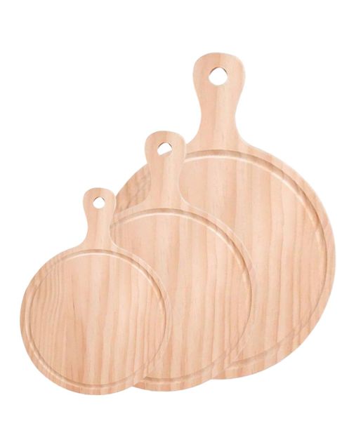 3 Piece Round Bamboo Pizza Serving Tray Appetizer Serving Plate 26-29-32CM