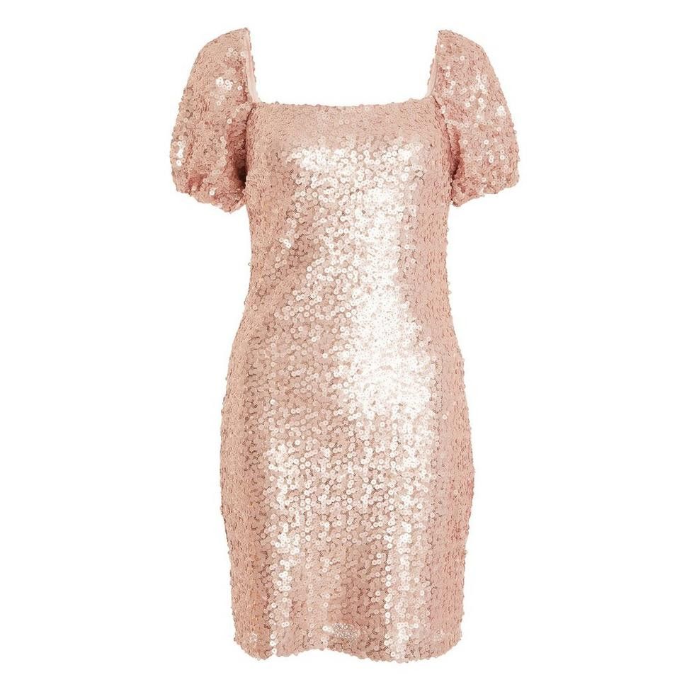 Quiz Ladies - Pink Sequin Puff Sleeve Dress | Shop Today. Get it ...