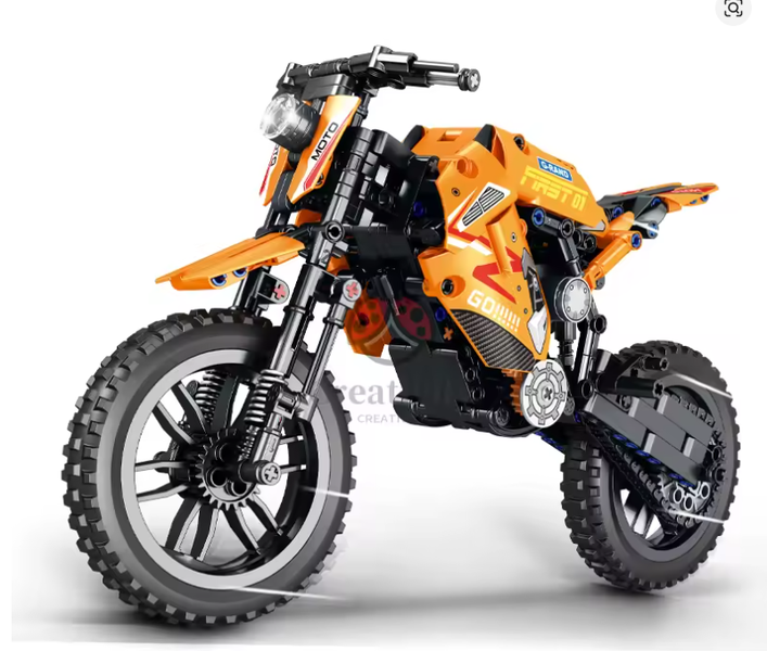 SamMag Technic Sport Motorcycle Building Blocks Set - 506Pcs Orange &amp; Black