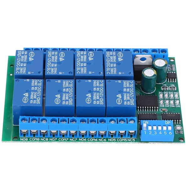 8-Channel Relay Module, RS485 Programmable Control Board for DC 12V