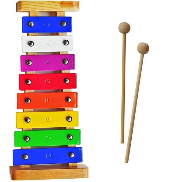 Wood Xylophone For Kids 8 Notes/Keys Metal Bar Gift For Children