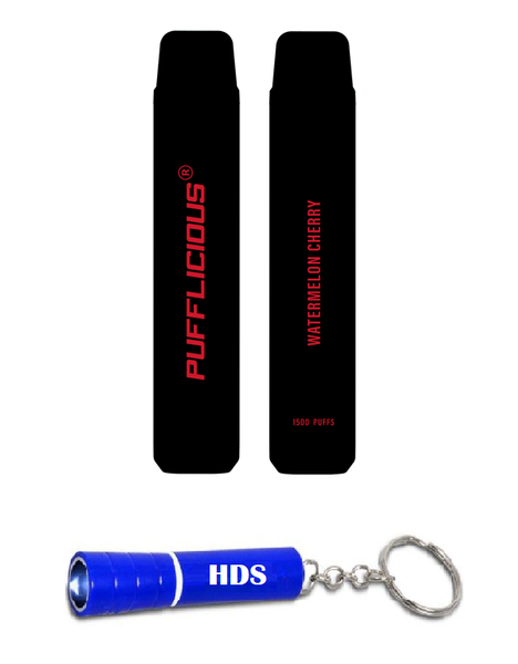 Pufflicious 1500 Puff Vape - Watermelon Cherry with HDS Branded Keyring