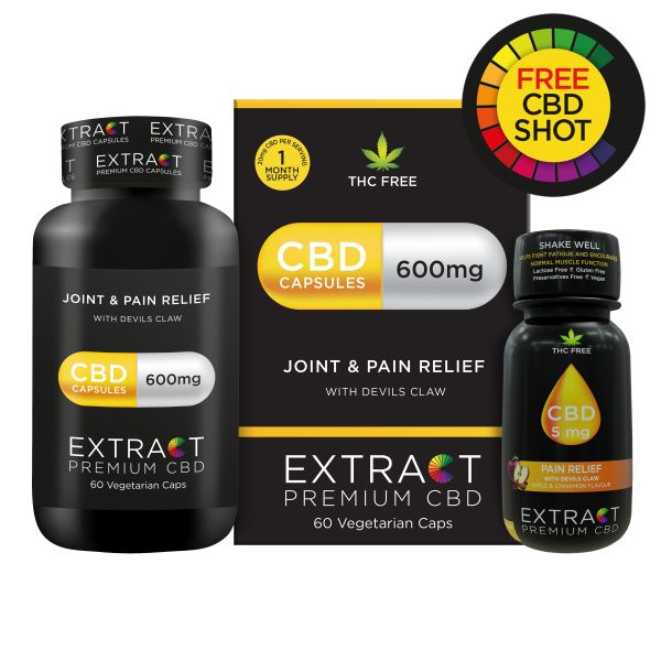 Extract 600mg CBD Capsules and Free CBD Shot - Joint and Pain