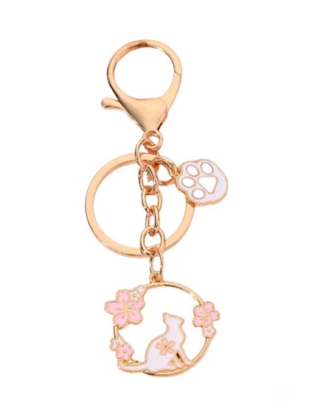 Delicate &amp; Stylish Cat &amp; Paw Charm Keyring/Key Chain Gift Idea