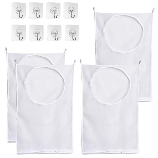 4Packs Door Hanging Laundry Hamper Bag With Zipper And Wide Open Top