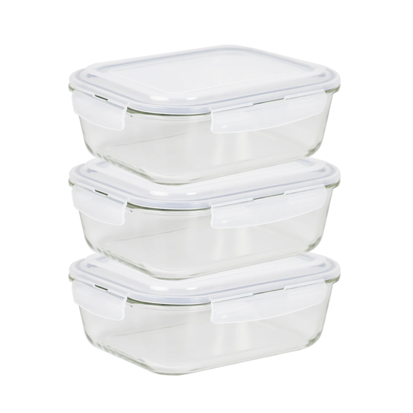 Leak-Proof Glass Food Storage Containers - 3 Pack
