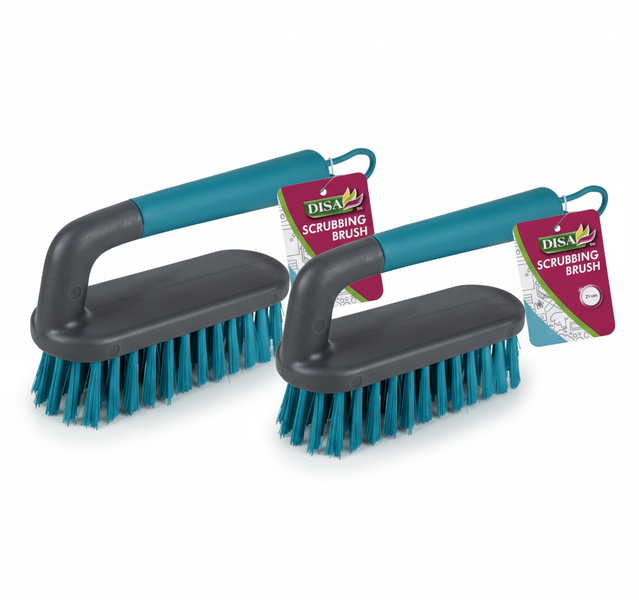 Disa 21cm Scrubbing Brush with Handle for Pool and Corner - 2 Pack