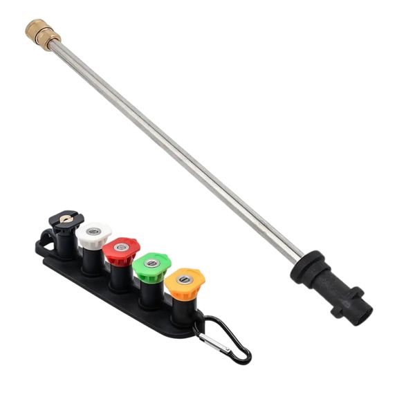 High Pressure Washer Extension Wand with 5 Nozzles &amp; Clip Organizer