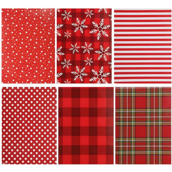 6 Rolls Red Gift Wrap Sheets Christmas Wrapping Paper - 50x70cm