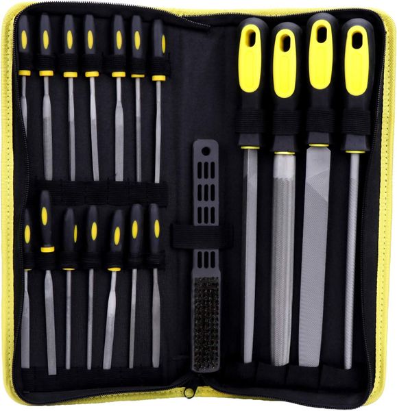 19Pcs Metal Hand File Set with Carry Bag Kit