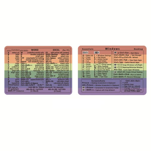 2 Pcs Word/Excel Windows Shortcut Sticker Reference Guide Keyboard Shortcut