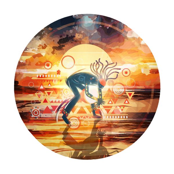 Tribal Dance Afrika Warior Round Tablecloth