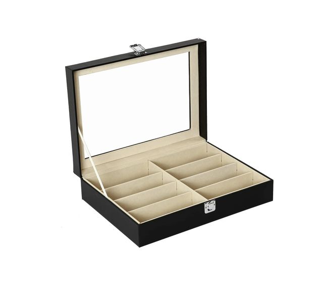 Pract Pack - PU Leather 8 Slot Multi Sunglass and Watch Storage Box - Black