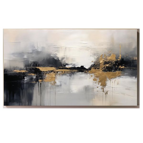 Black, Gold Abstract Minimalist Cotton Canvas cm Abstract Wall Art