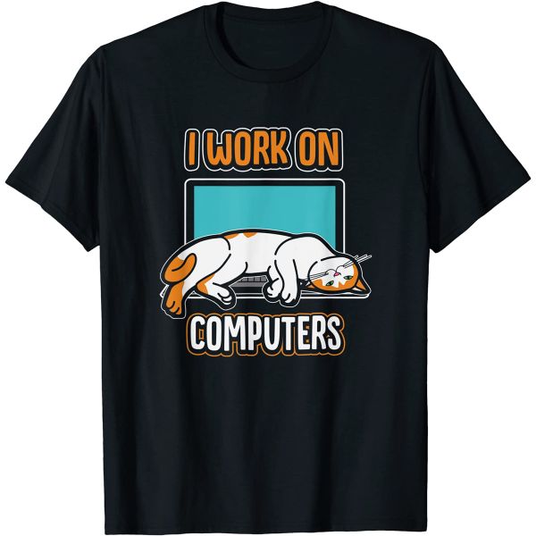 Funny Cats and Computers Halloween Kitty for pet lovers T-Shirt