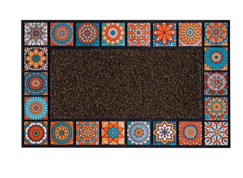 Outdoor Multicolor Rectangle Dirt Stopper Non-slip Door Mat 45x75cm