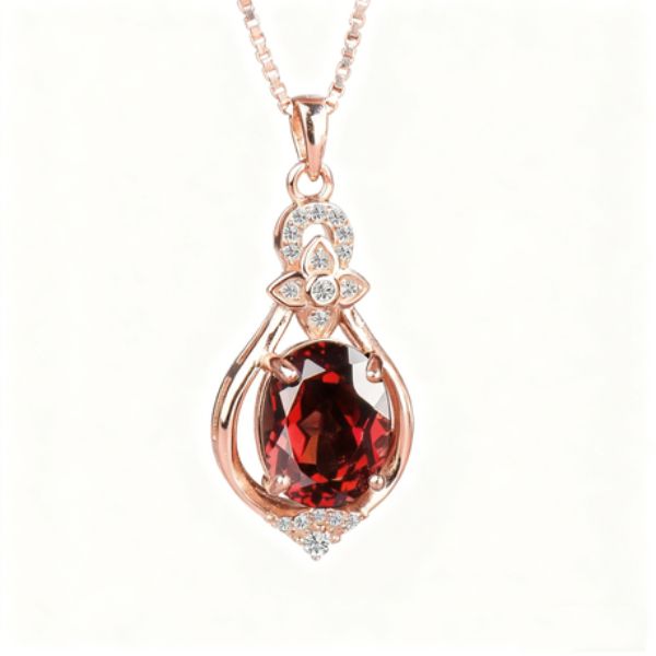 ZELTRYN Garnet Red Pendant Necklace