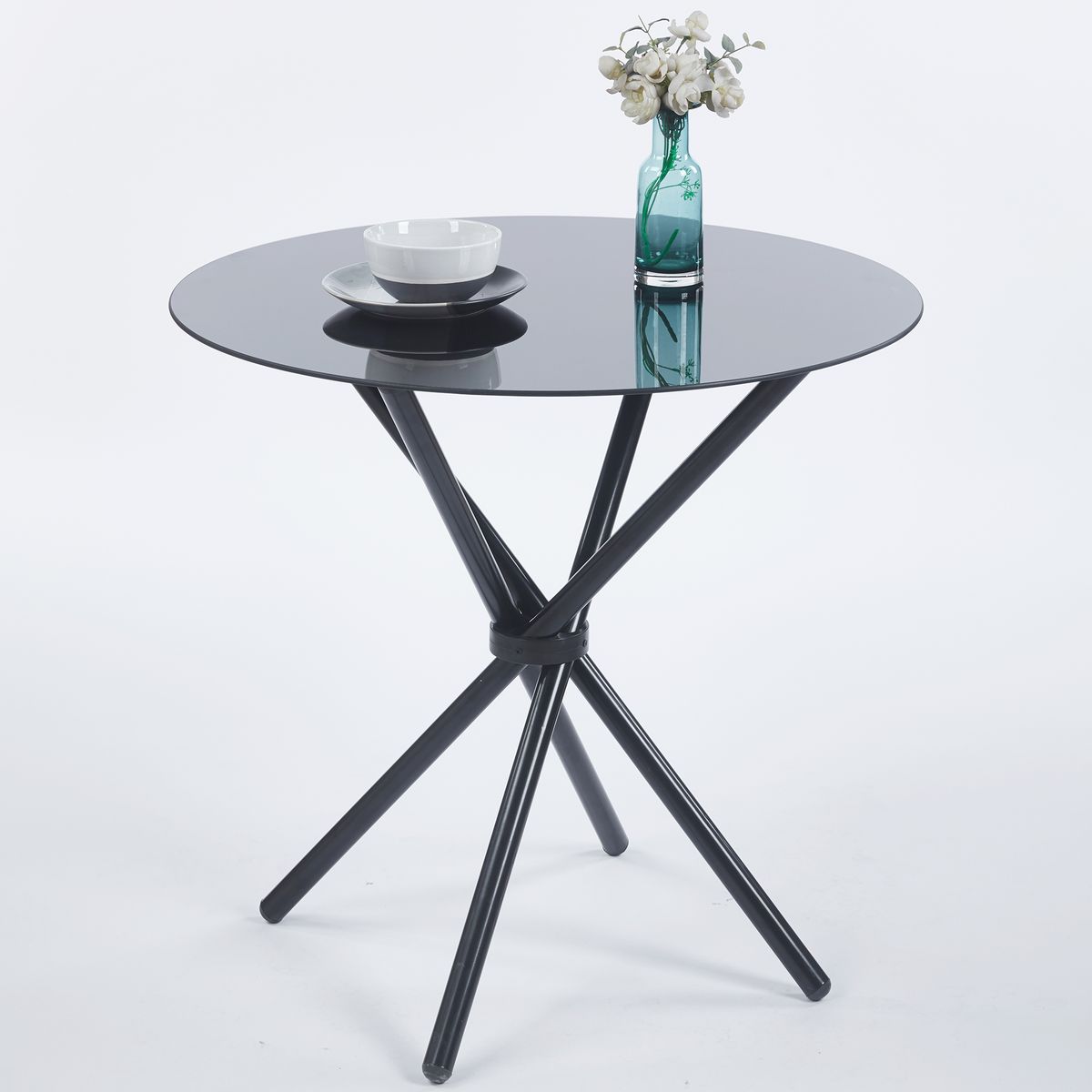 Tempered Glass Coffee Table Round Center Table Side Table Dining Table