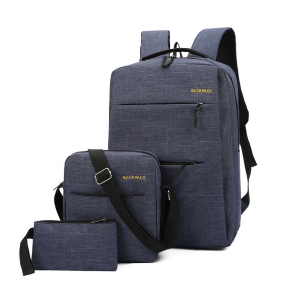 Laptop Backpack with External USB for Traveling (3 Piece Set) - Black