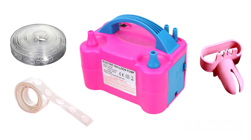 Electric Balloon Pump Kit With Balloon Knotter, Glue Dots &amp; Garland Tape