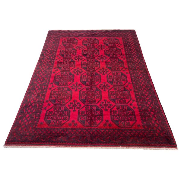Red Afghan Handmade Rug - 290 x 194 cm