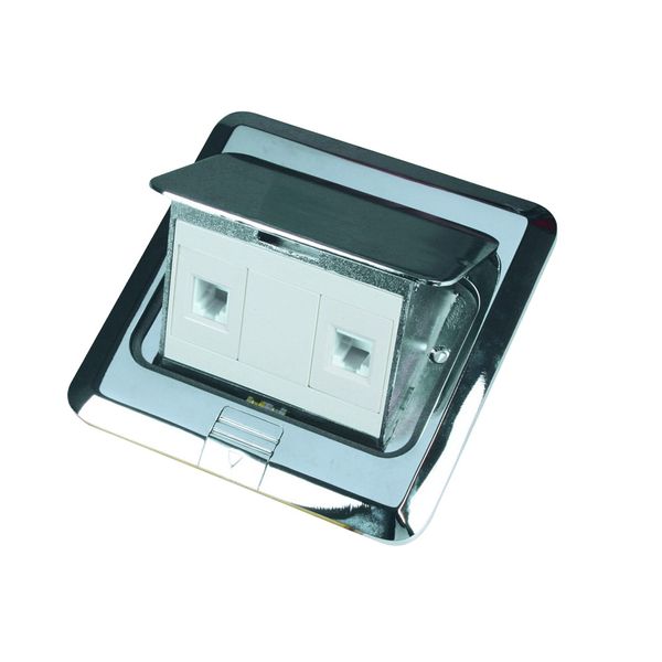 ACDC - Chrome Floor Mount 1xPhone Socket RJ12 And 1xCat6