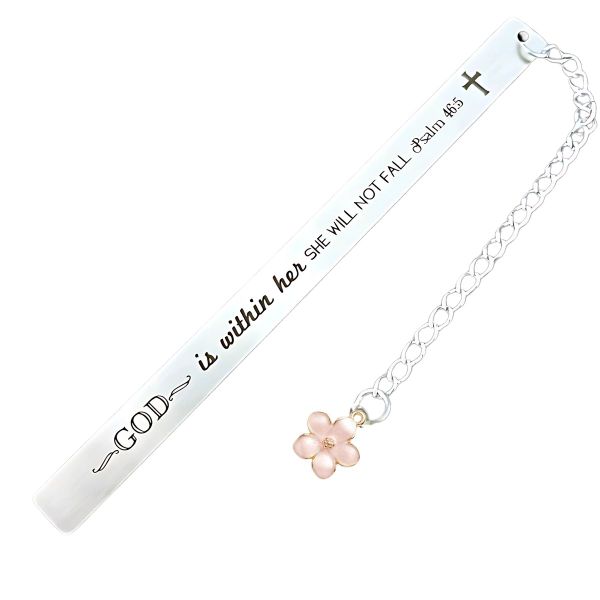 Christian Bible Bookmark - God IS Within Her - Delicate Flower Bookmark