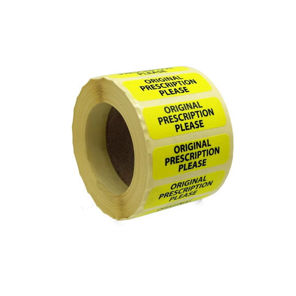 Original Prescription Please Warning label (3 x 1000 units per roll)