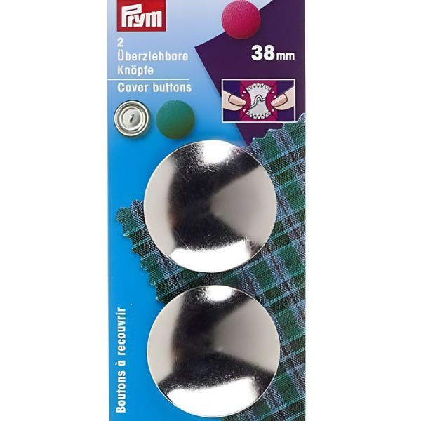 Prym Cover Buttons, 38mm, Silver (Pack of 2)