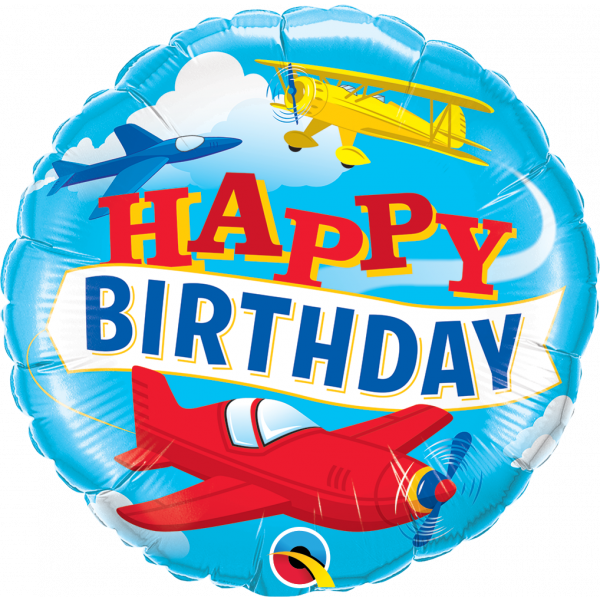 18 Inch Foil Round Birthday Airplanes