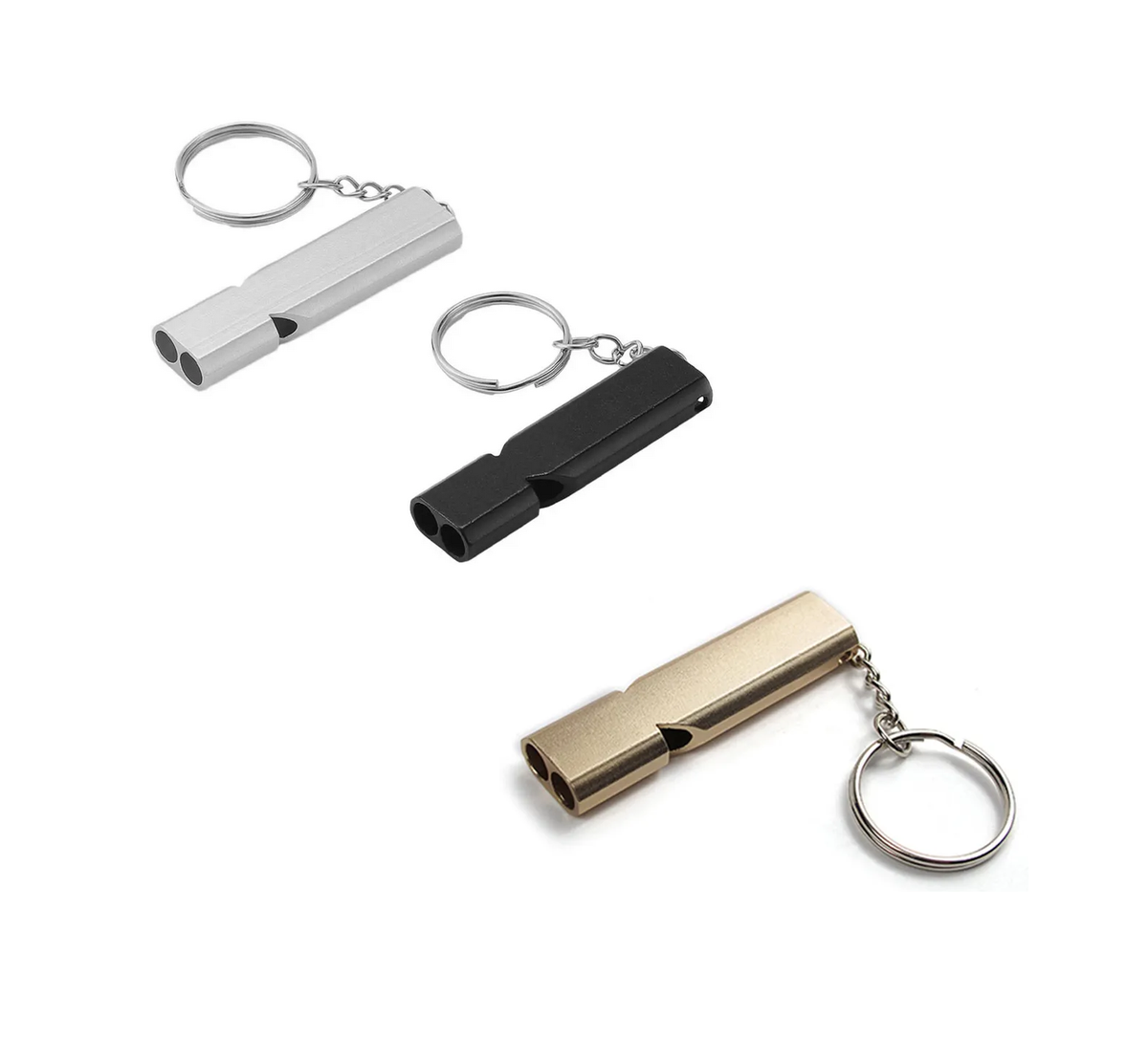 Three Piece Portable Double Pipe Survival Whistle Aluminum Alloy