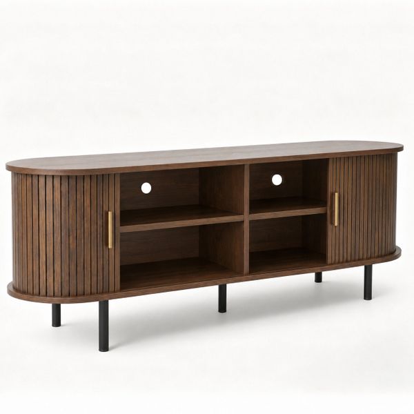 TV Stand Media Console with Sliding Doors Entertainment Center with Storage