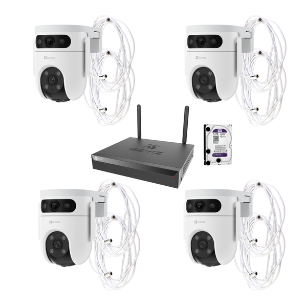 Ezviz 8 CH NVR &amp; 4 Ezviz H9C 2k Wi-Fi CCTV Cam Kit &amp; 1TB HDD &amp; Boltex Cable