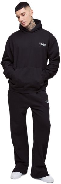 boohooMAN - Men's Tall Fit Homme Hooded Split Hem Tracksuit - Black