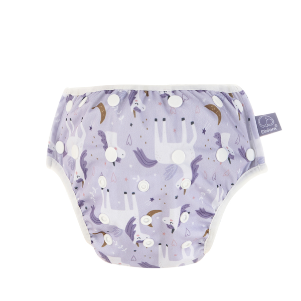 Baby Reusable Swim Diaper, Grey Inner - Unicorn
