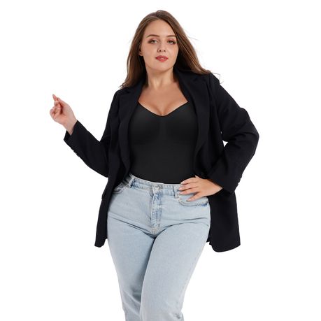 CHICFAN Thong Shapewear Bodysuit for Women Tummy Control V Neck Sculpting Bodysuit  Plus Size Slimming Body Shaper (XXS-XS,Black) at  Women's Clothing  store