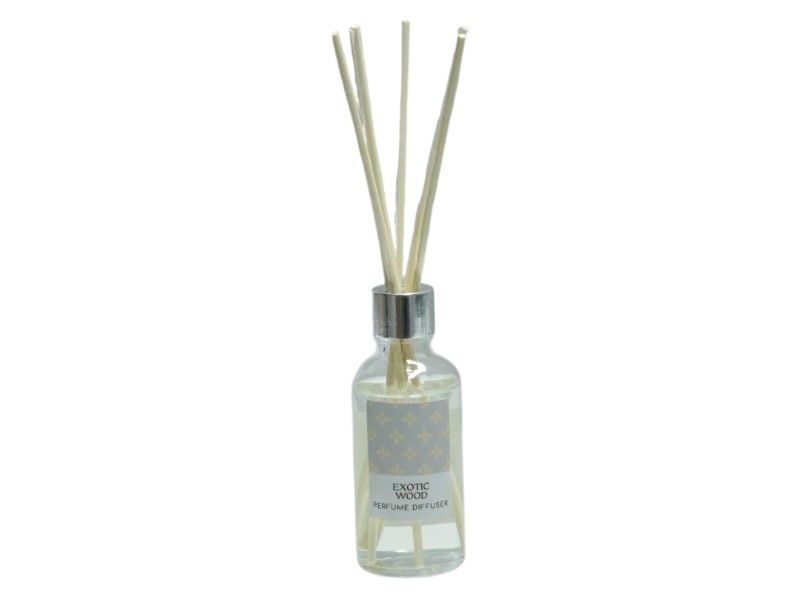 Diffuser in Glass Bottle with 6 Reed Sticks Fragrance Exotic Wood 50ml