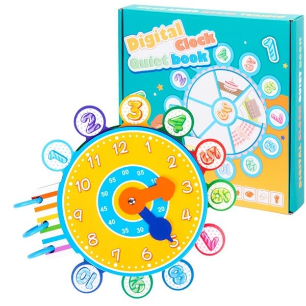 Learning Clock Toy - Preschool Activities Busy Book with Adhesive Stickers