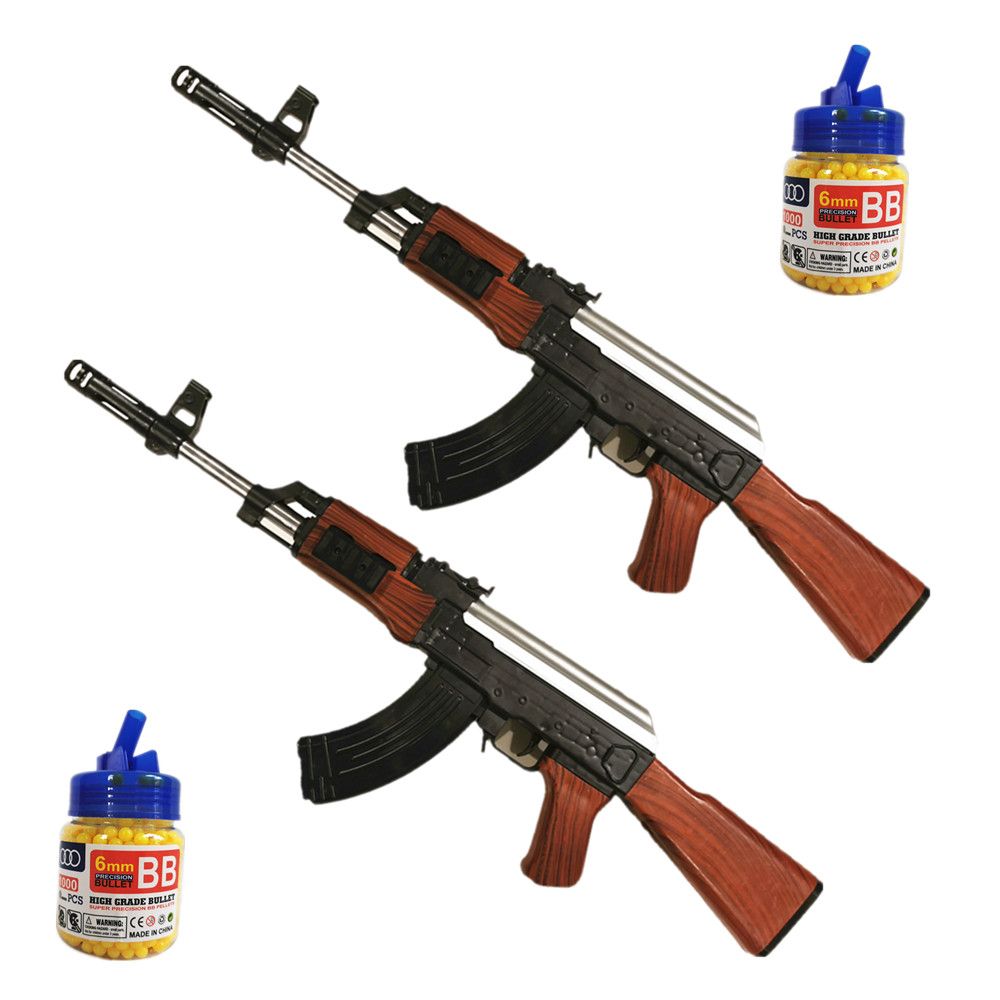 2x AK 47 Toy Gun Airsoft AK47 BB Gun With Laser Aim 57cm 2x BB 