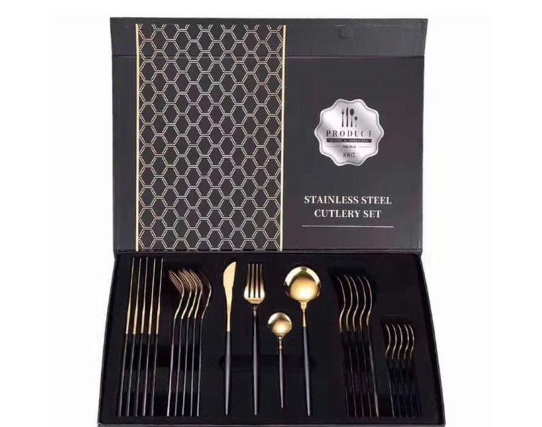 Black and Gold Cutlery Set - 24 Piece