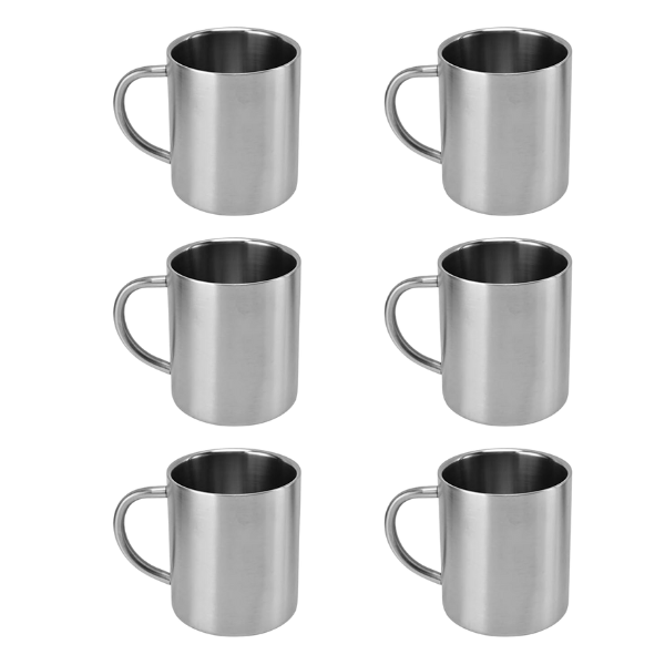 Stainless Steel Cups Set - Durable Drinkware - 304ml - 6-Piece Set