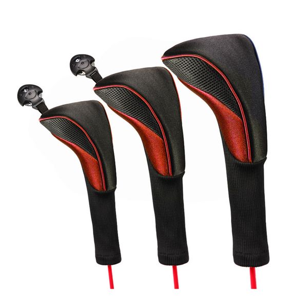 3 Pieces Golf Club Head Covers Set for Woods, Drivers, Hybrids for Men &amp; Women