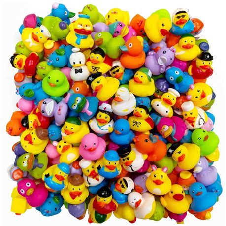 50 Pack Baby Bath Mini Duck Rubber Duckie Bathtub Toys With Mesh Bag Image