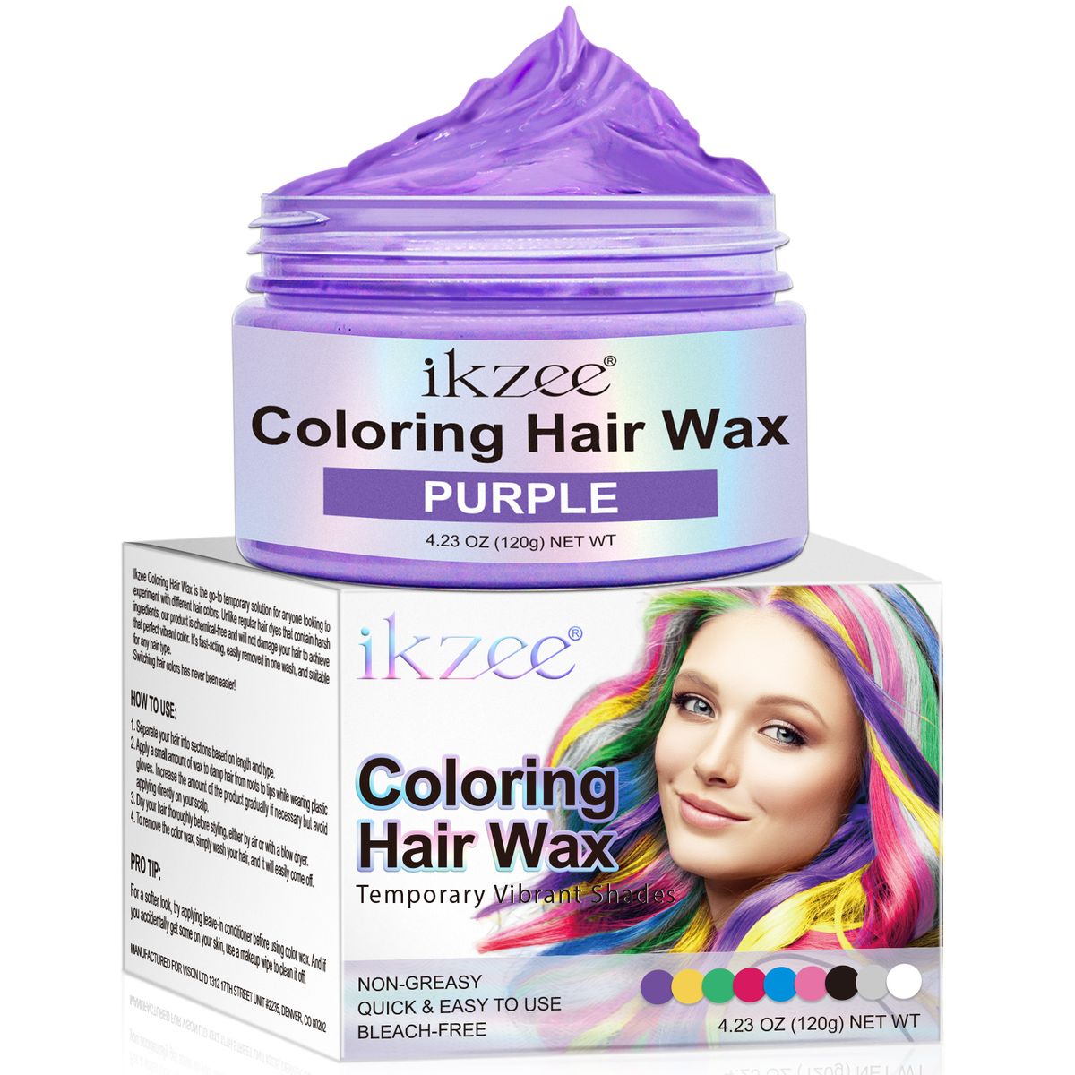 Purple Hair Color Wax - Temporary Hair Dye for Styling & Hold