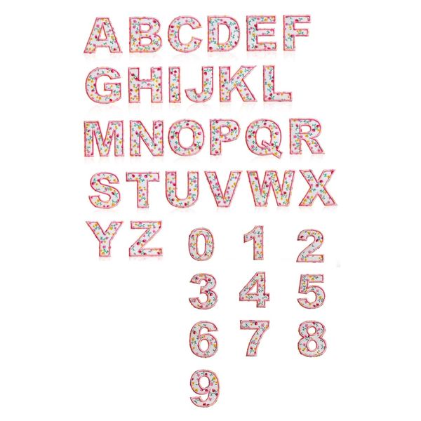 Craft DIY Embroidered Floral Alphabet Letter Number Iron On Patch -Set of 2