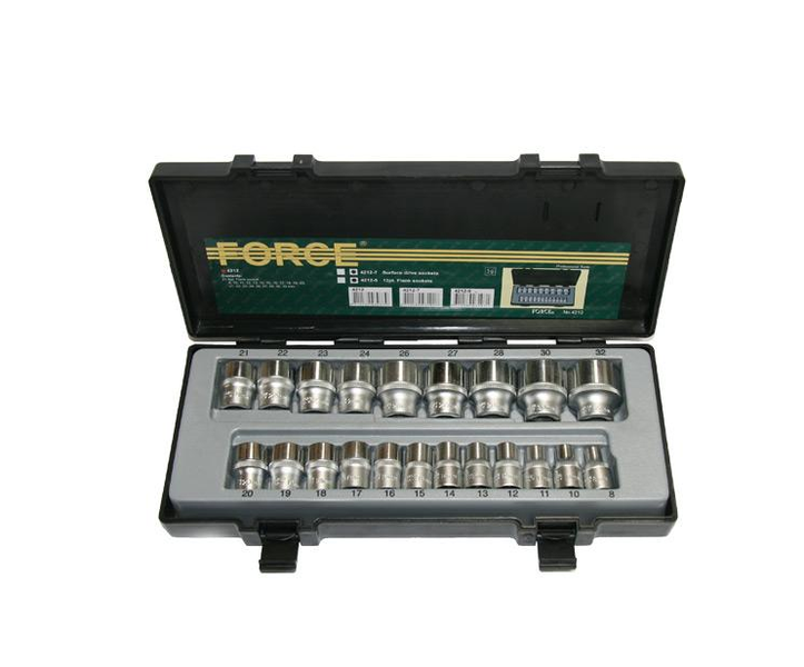 Force 1/2'' 21Pc Socket Set 8-32mm