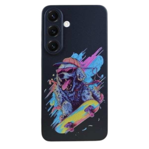 Radical Skater Dog Matte Phone Case Compatible With Samsung S25 - Black