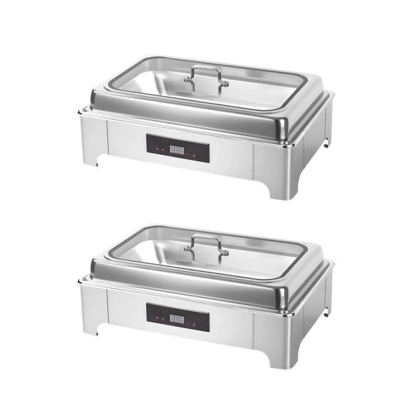 2PCS 9L Electric Buffet Food Warmer,Stainless Steel Chafing Dish